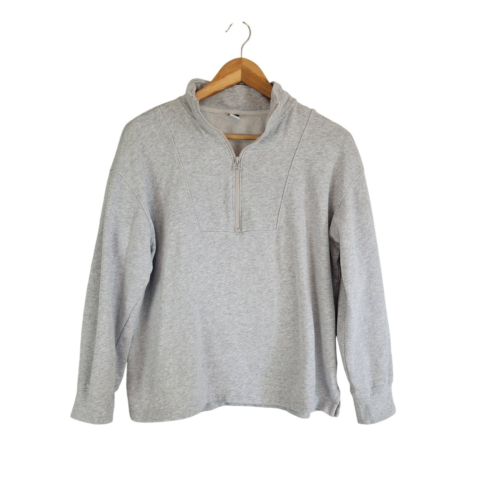 Old Navy Maternity Fleece Quarter‎ Zip Gray Size Small Pullover Sweatshirt